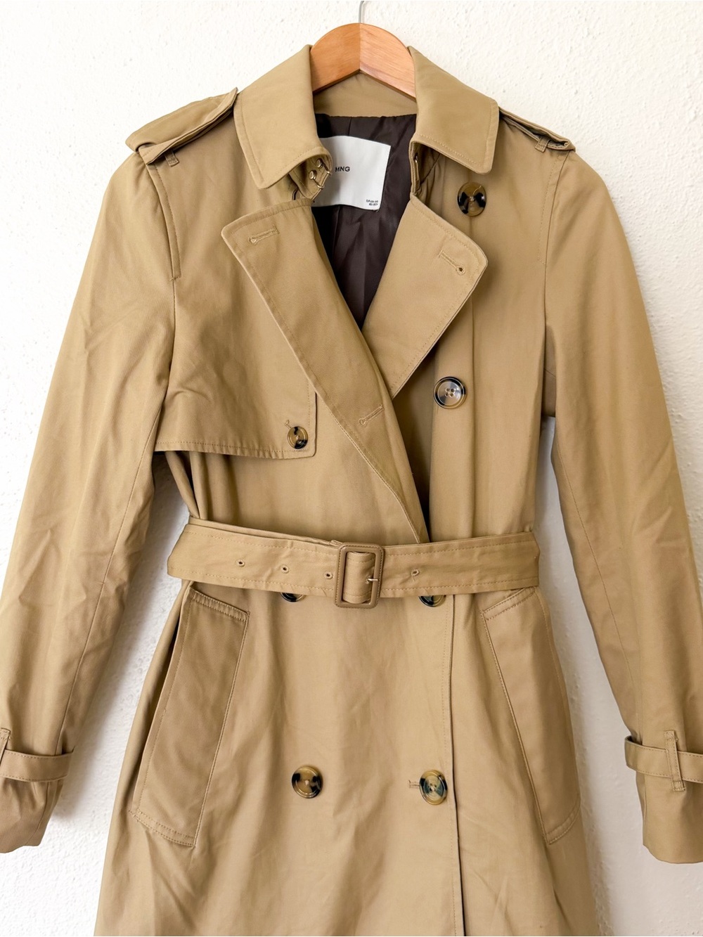 Mango Classic Double Breasted Belted Longline Trench Coat in Beige - Picture 4 of 16